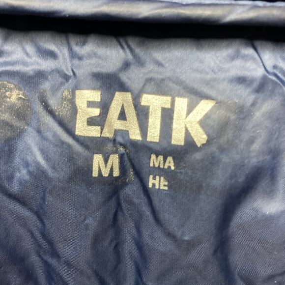 Heatk weatherproof packable down coat with detachable hood blue size medium - Picture 2 of 4